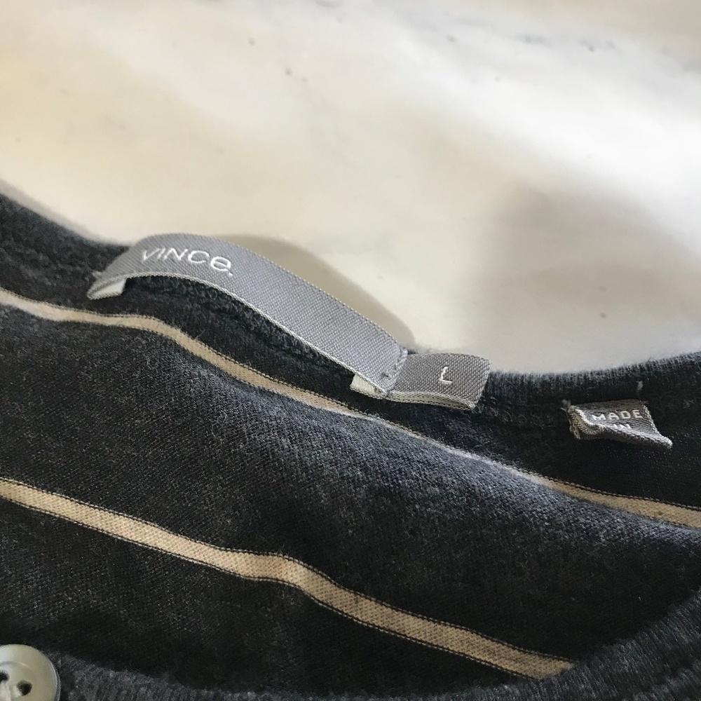 Vince Black & White Striped Long Sleeve Top - Picture 2 of 5